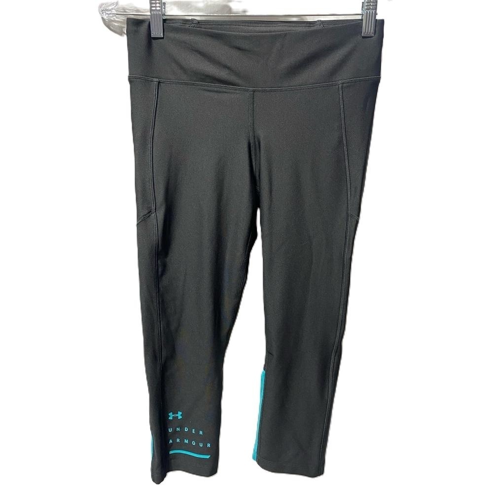 Under Armour Heatgear Compression Capri Leggings Black/Turquoise Medium